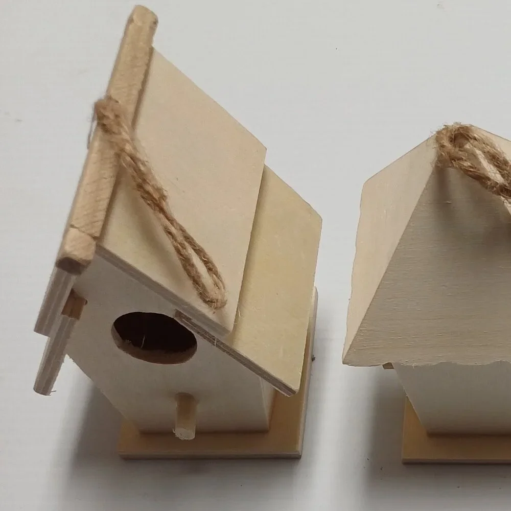 3NWT Bird Houses Birdhouse DIY Paintable Unfinished Wooden Wood Perch Hole Small